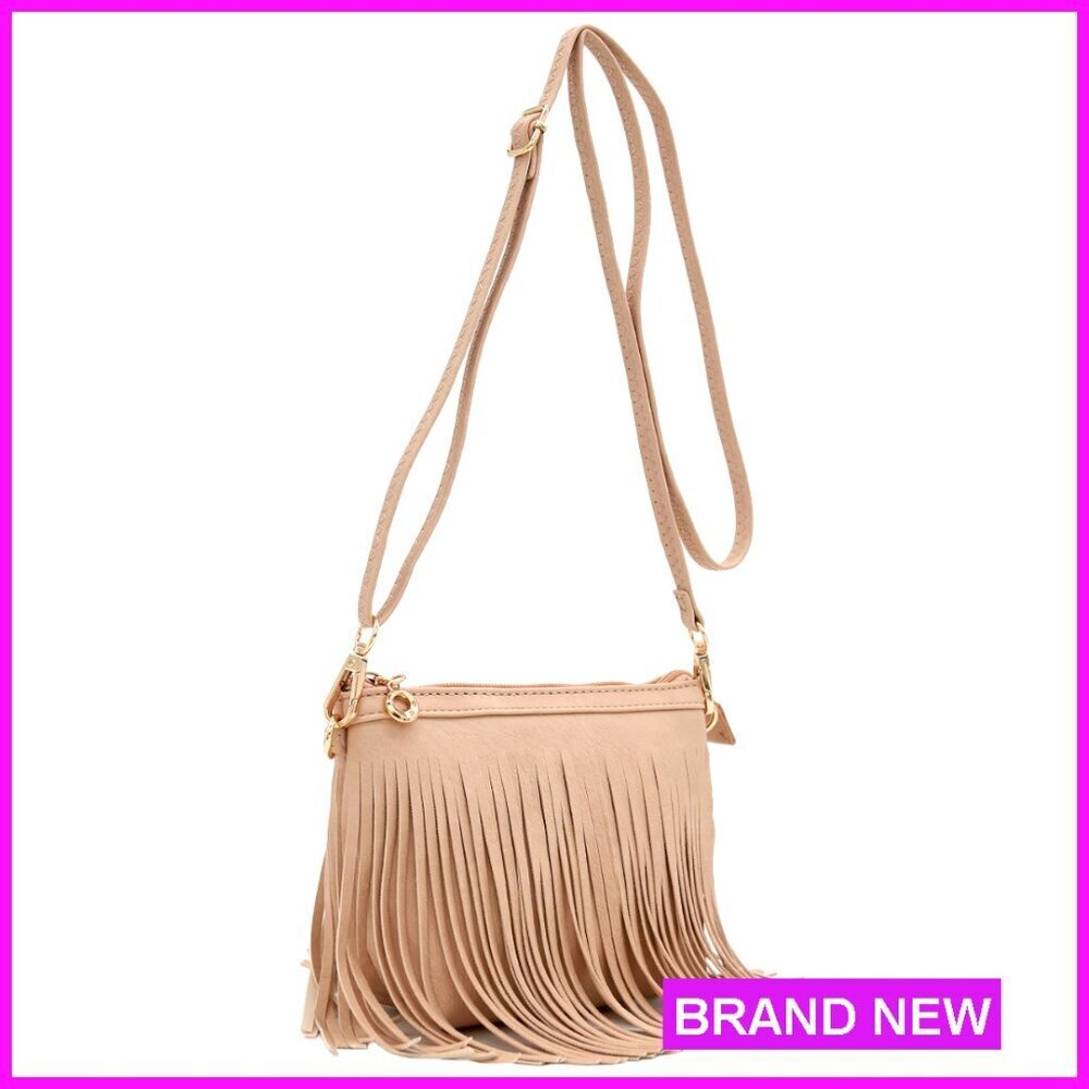 Small Fringe Crossbody Bag with Adjustable Strap and Wrist Strap
